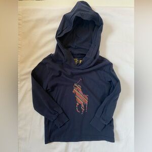 Polo Ralph Lauren 100% Cotton Long Sleeve Hooded Tee Shirt 4T Polo Player Decal